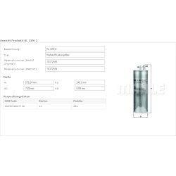 Filtras kuro diesel
MAHLE KL229/5, MAHLE, KL22